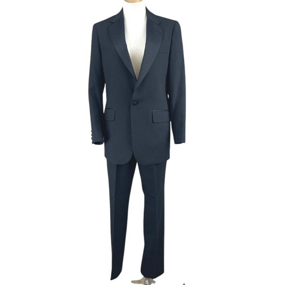 Vintage Mens Tuxedo Dinner Suit (39R) Black Notch Lapel‎ Single Formal Union USA